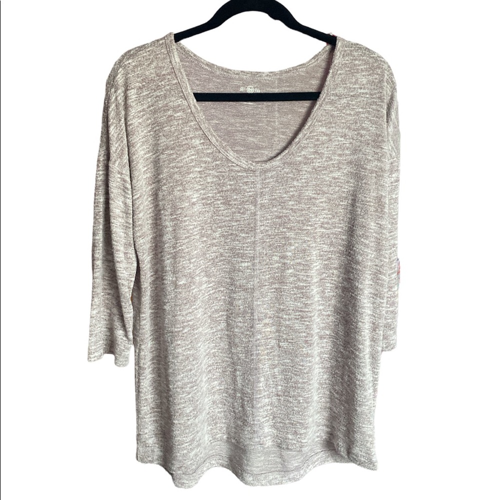 Purple/gray 3 quarter sleeve top